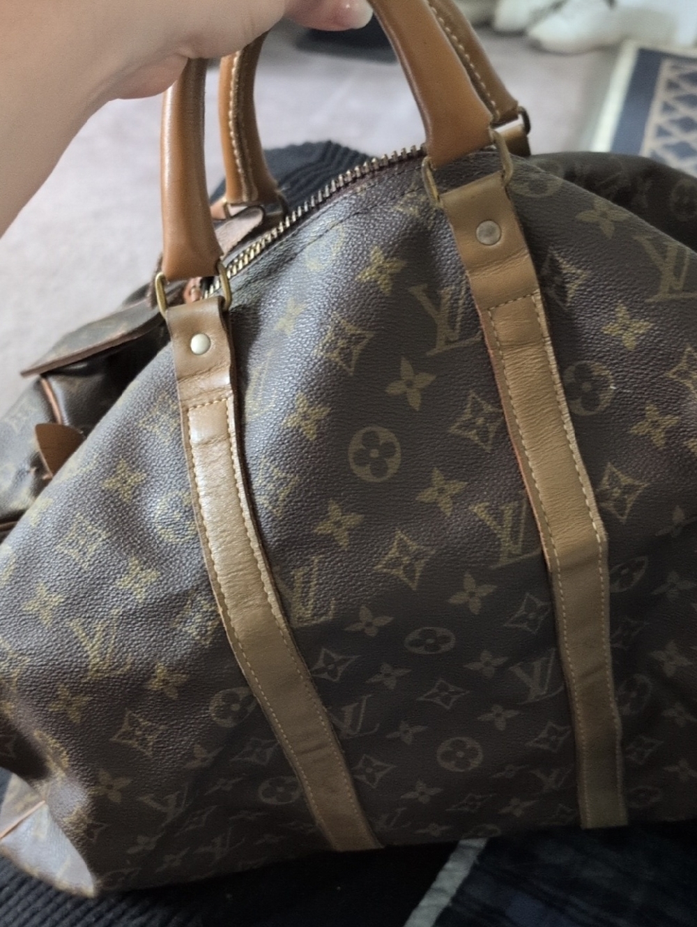 Vintage Louis Vuitton Brown Monogram Canvas Keepall Bandouliére 50